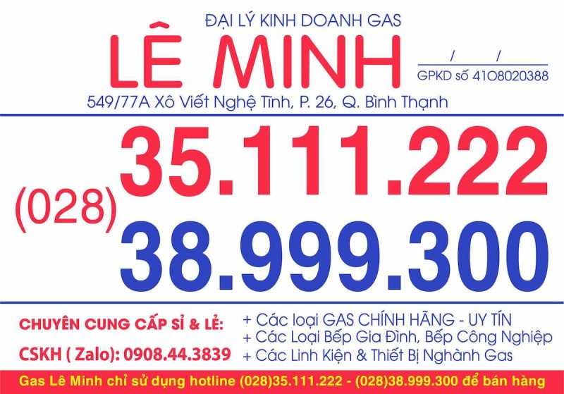 Hotline chính xác của gas Lê Minh